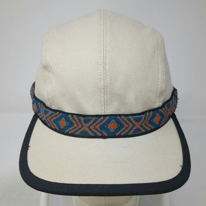 KAVU 5 Panel Beige M Strapback Woven Outdoor Hat Canvas Seattle USA Vintage