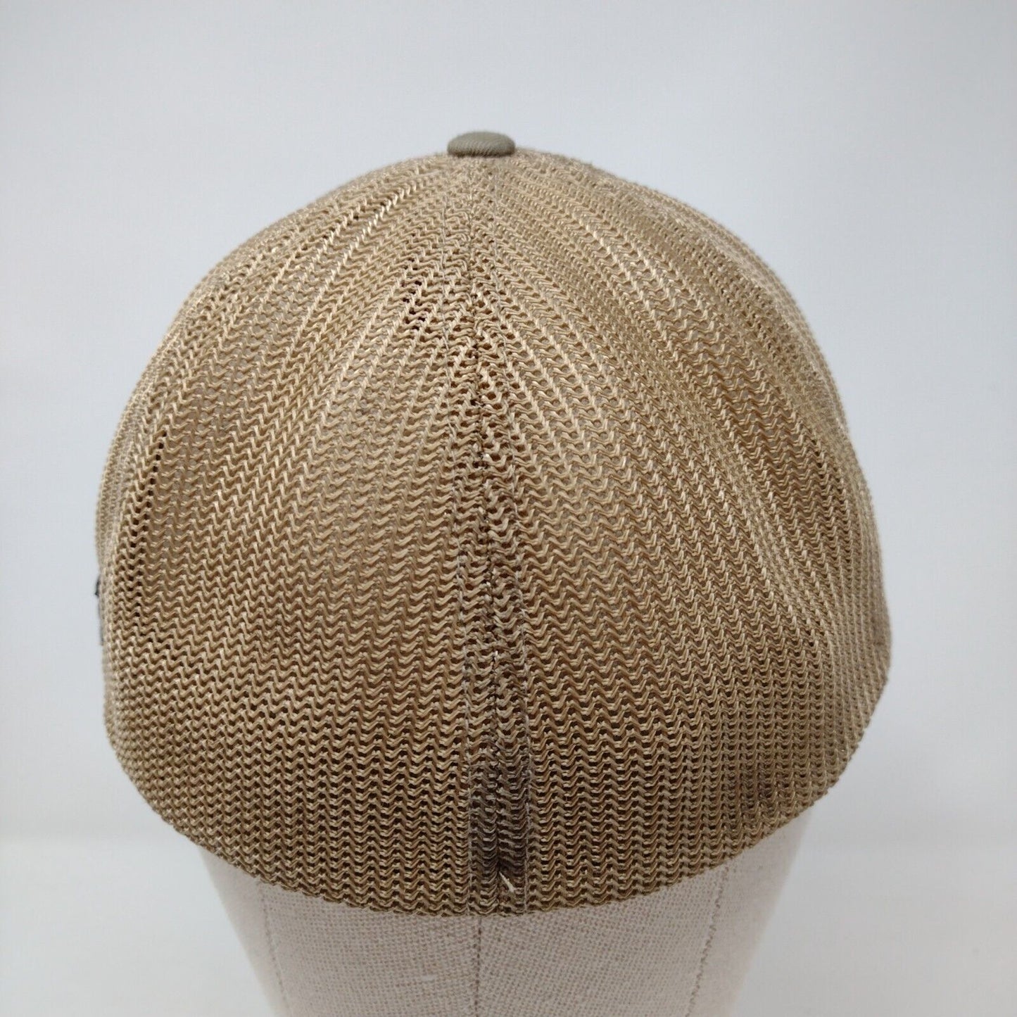 Columbia Global Outdoors Fitted Trucker Hat Tan One Size Patch Logo Mesh Back