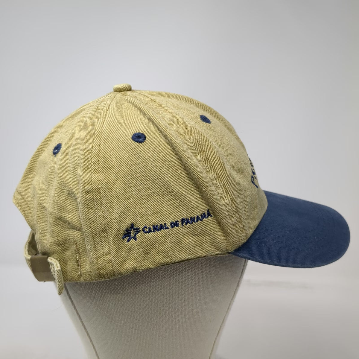 Panalboa Baseball Cap Beige Blue One Size Panama Canal Est 1914 Adjustable Hat
