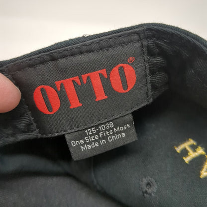 Otto Snapback Hat Black One Size Hamilton Musical Embroidery Flat Gray Brim