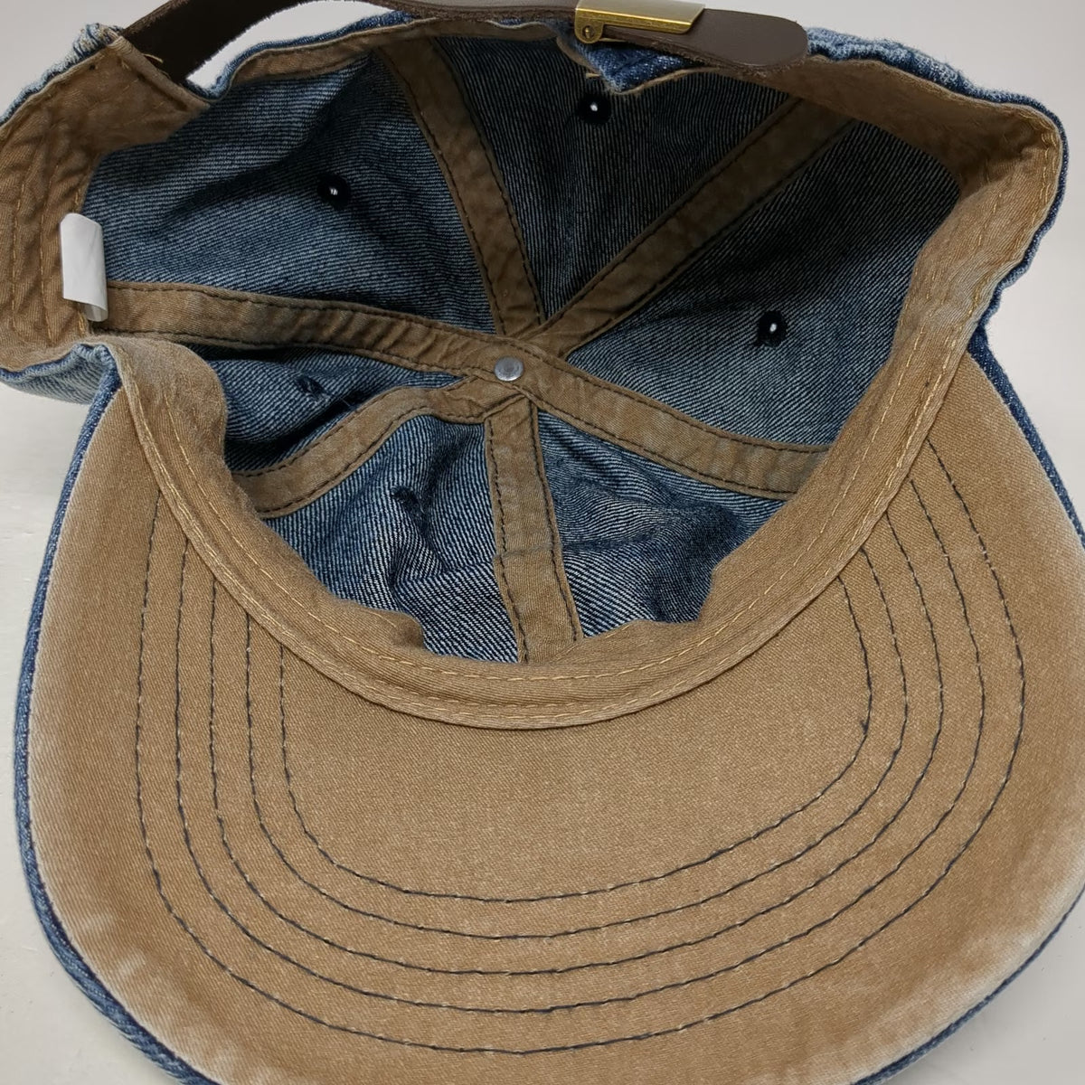 Baseball Cap Blue One Size Acid Wash Denim Strapback Adjustable Curved Brim Hat