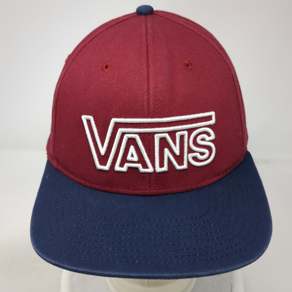 Vans Snapback Red Blue One Size Structured Flat Brim Logo Embroidered Skate Hat