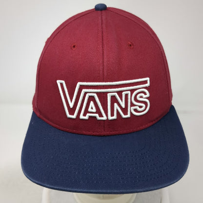 Vans Snapback Red Blue One Size Structured Flat Brim Logo Embroidered Skate Hat