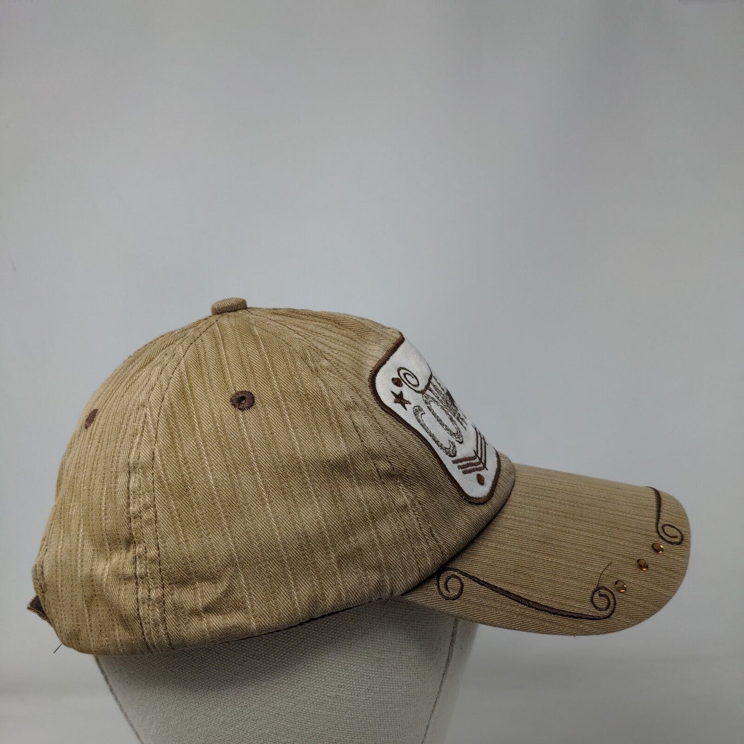 Cowgirl Bling Strapback Hat Tan OSFA Adjustable Vent Holes Western