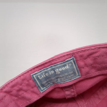 Life is Good Slideback Hat Pink One Size Adjustable Embroidered Floral Cotton