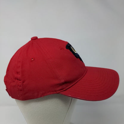 Owl Strapback Hat Red OSFM Adjustable Embroidered Outdoor Cap