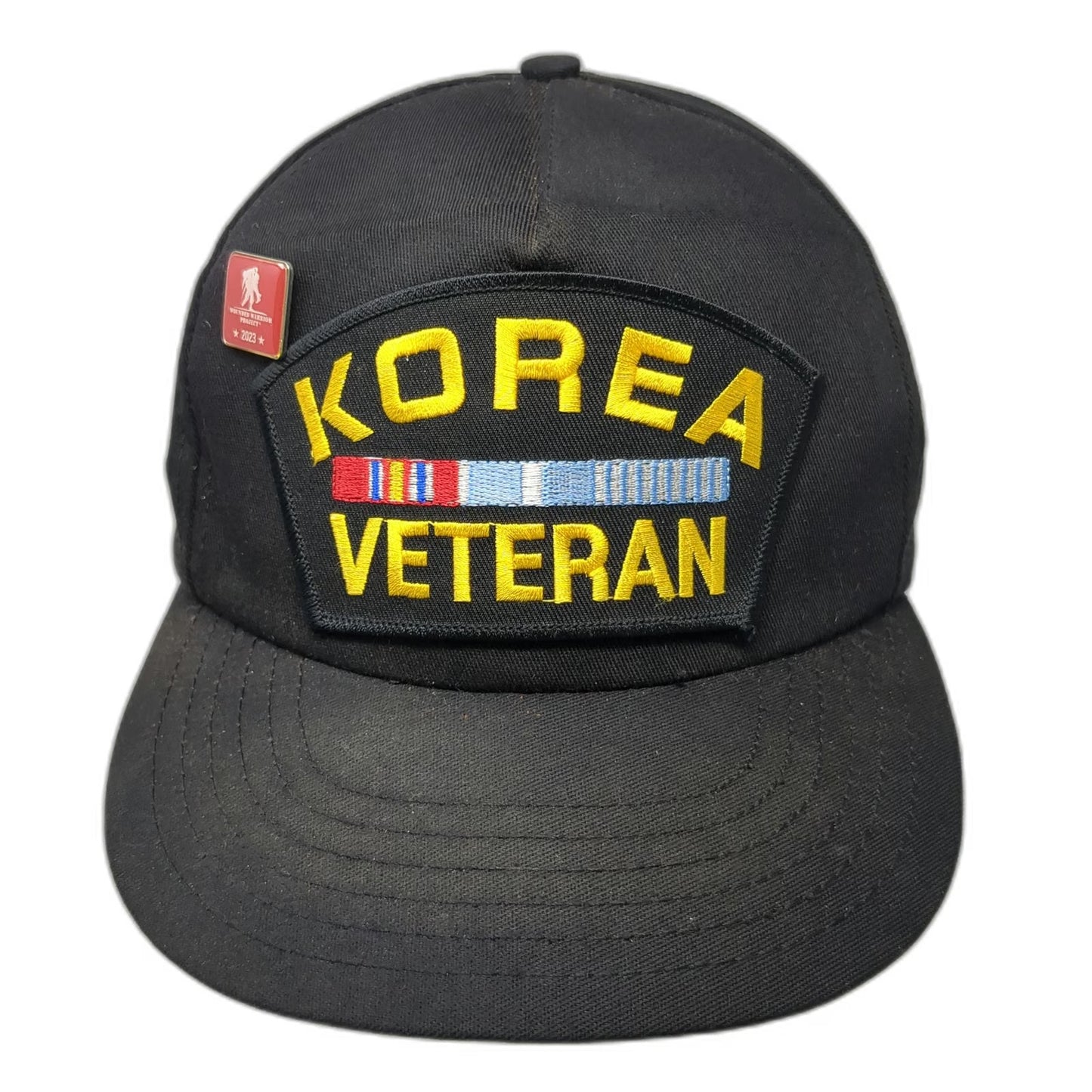 HMC Honors 5 Panel Black One Size Korea Veteran Service Ribbon Pin Snapback hat