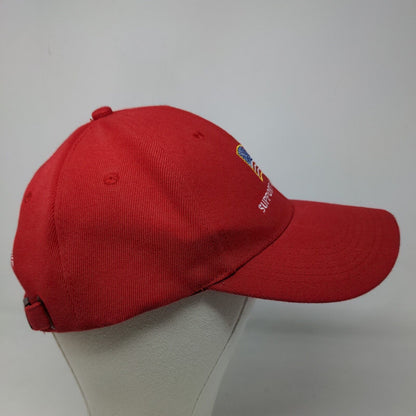 Unbranded Men's Slideback Hat Red Embroidered Support Troops Veterans Logo