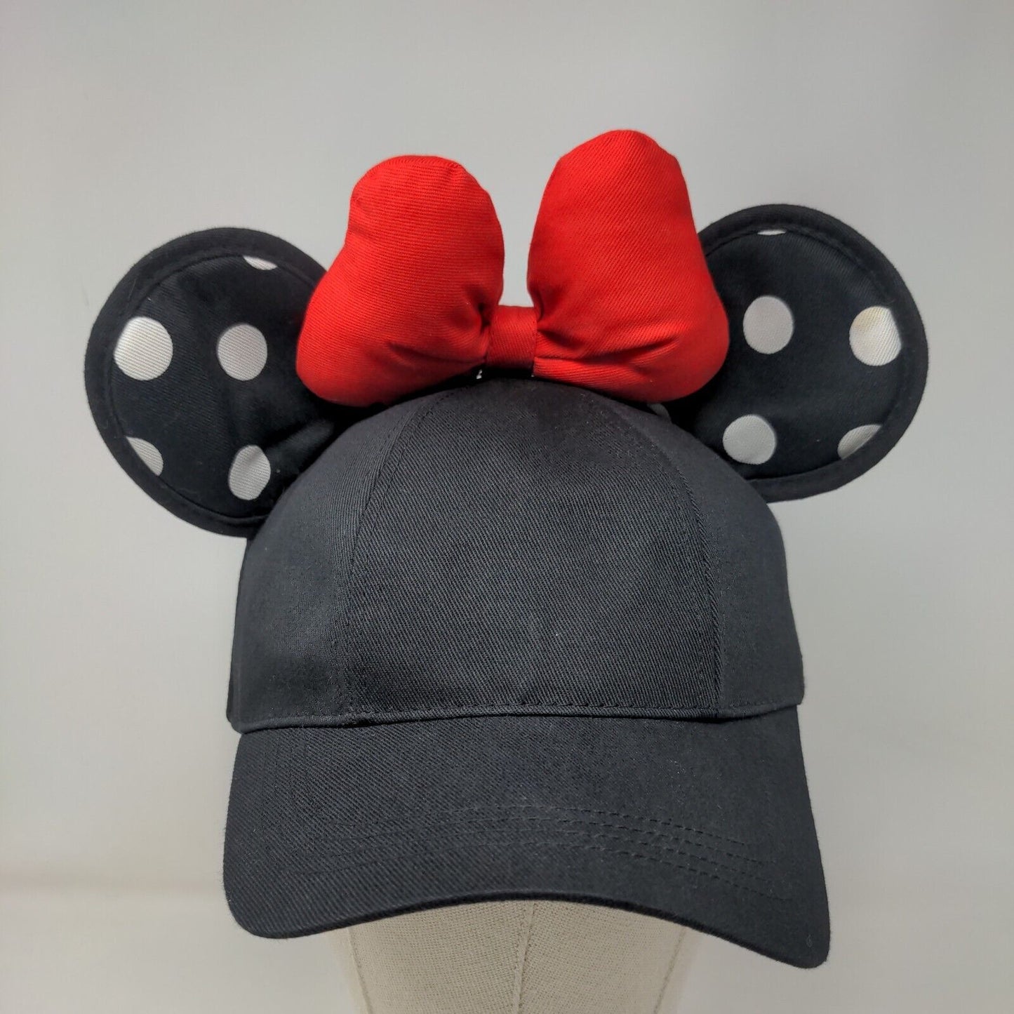 Minnie Mouse Adult Snapback Hat Black 57-60cm Polka Dot Ears Bow Disney Parks