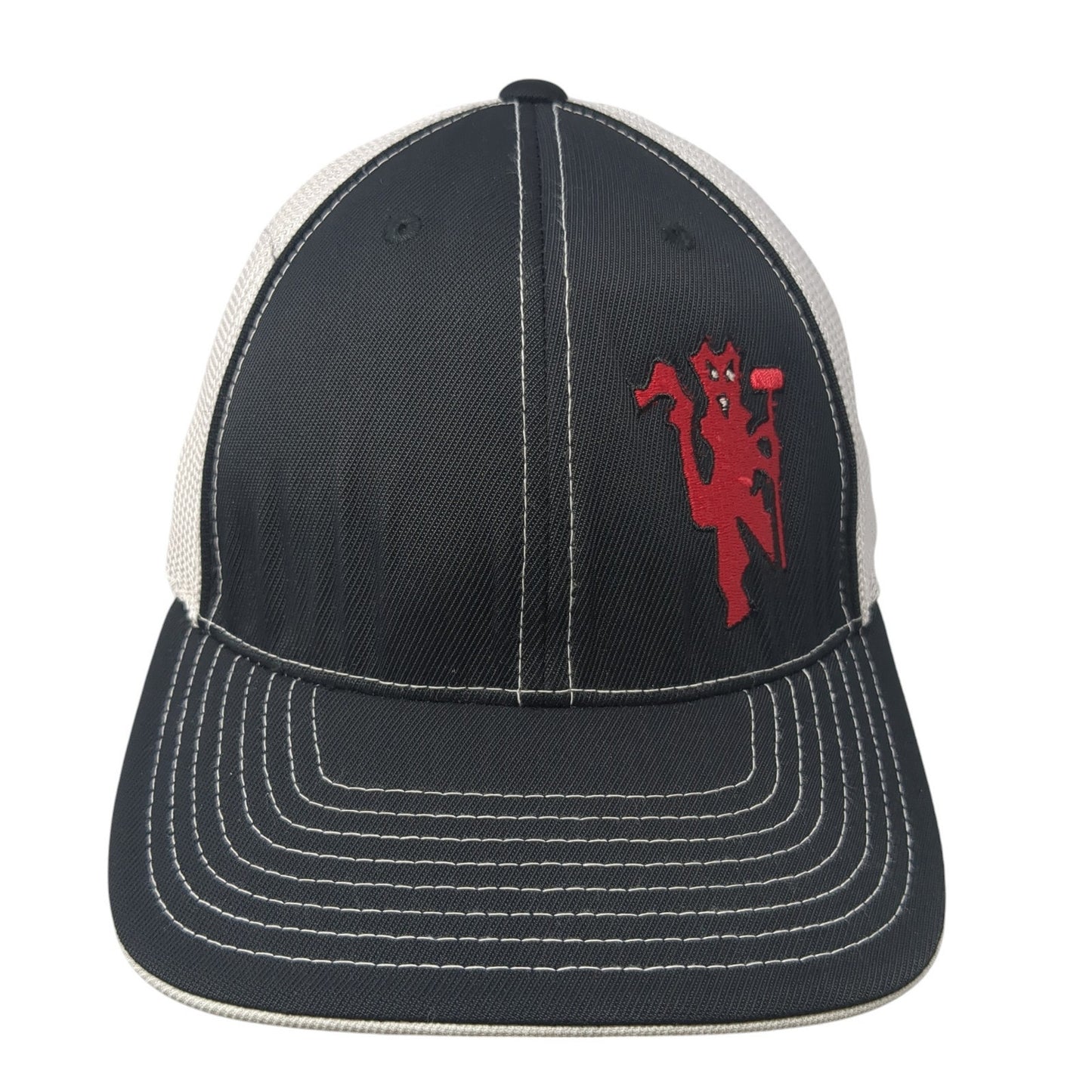 Manchester United Fitted Trucker Hat Black 8 Mesh Back Pacific Headwear