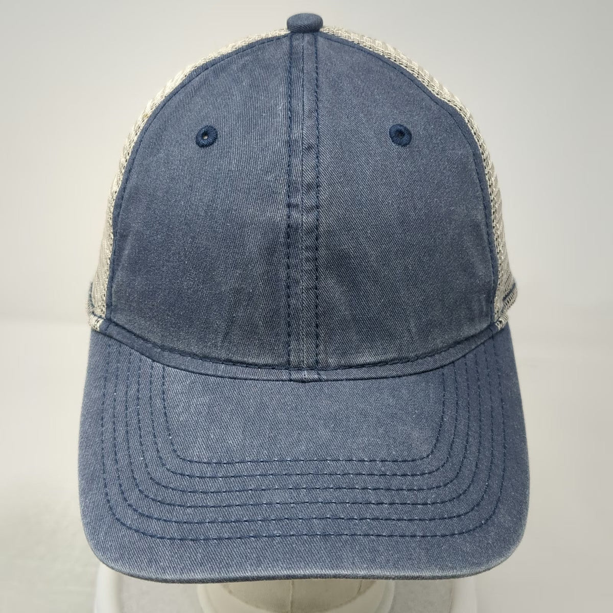 George Trucker Hat Blue One Size Mesh Back Snapback Curved Brim Cotton