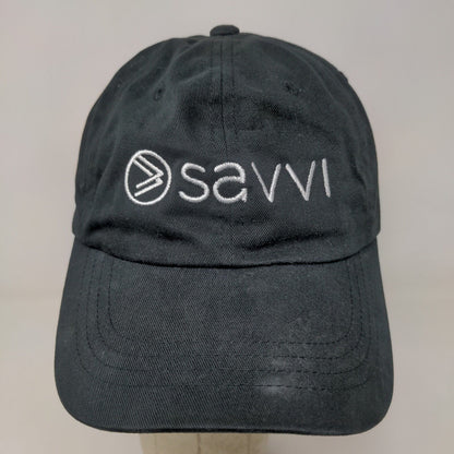 Savvi Men's Slideback Hat Black Adjustable Embroidered Logo 100% Cotton