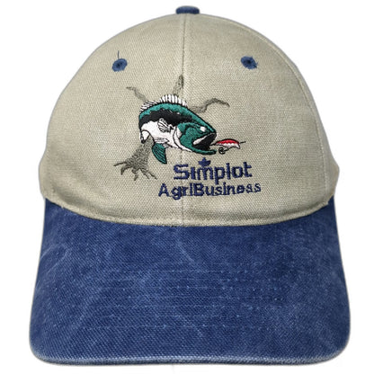 Nissin Baseball Cap Beige Blue One Size Simplot AgriBusiness Fish Smoky Hat