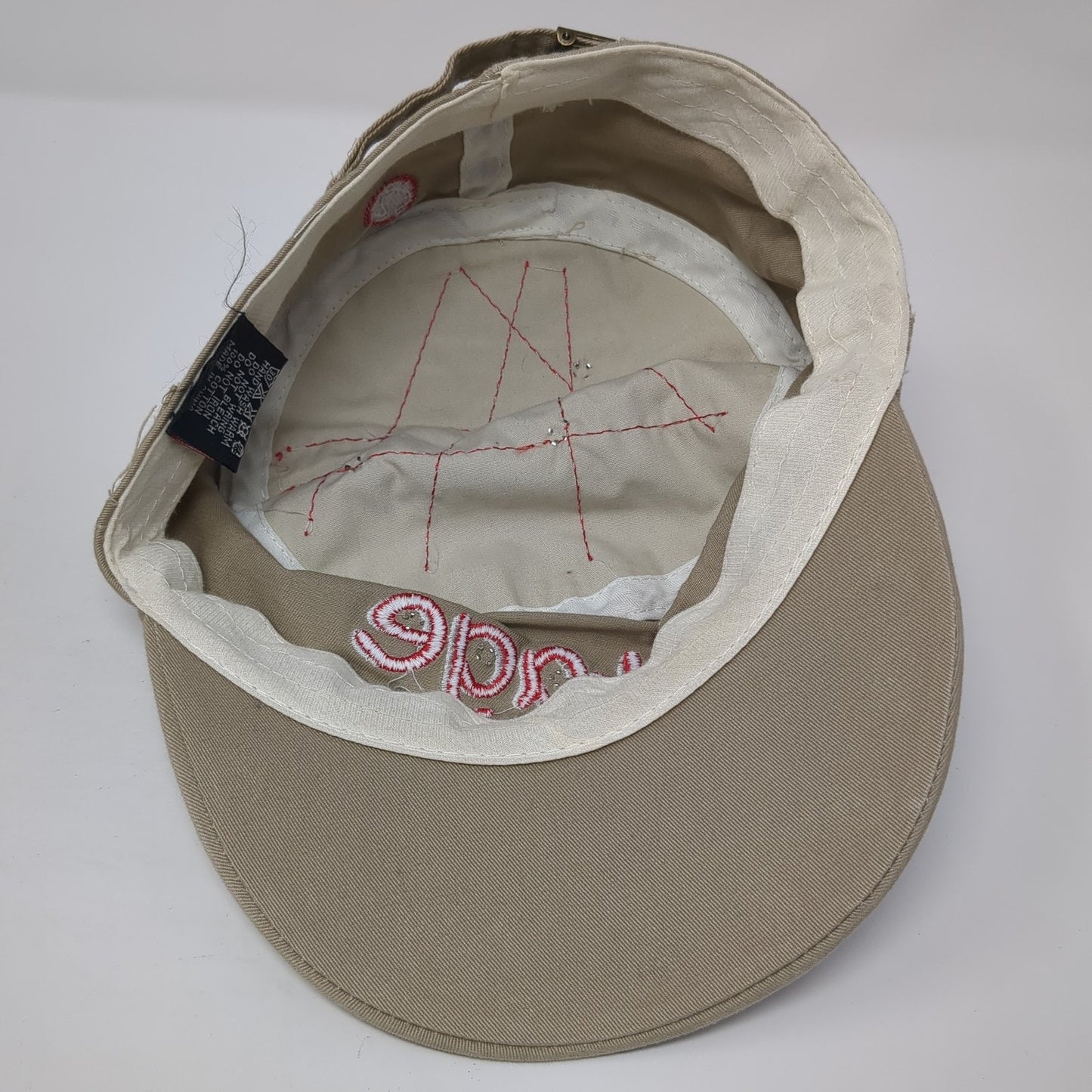 Vintage Cadet Army Cap Brown One Size Adjustable Embroidered Distressed Studded