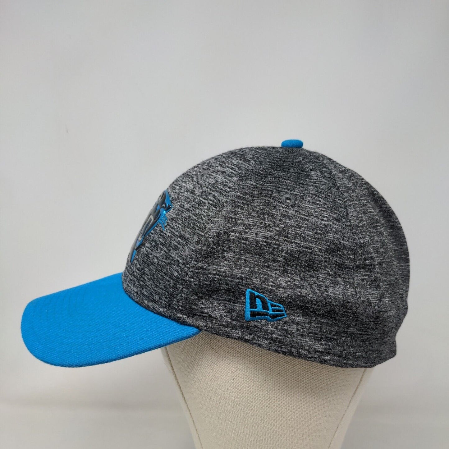 New Era Men's 39Thirty Fitted Hat Gray Blue L-XL 3D Carolina Panthers Logo