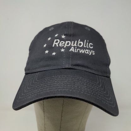 New Era Men's Slideback Hat Gray Size OSFM Embroidered Republic Airways Cotton