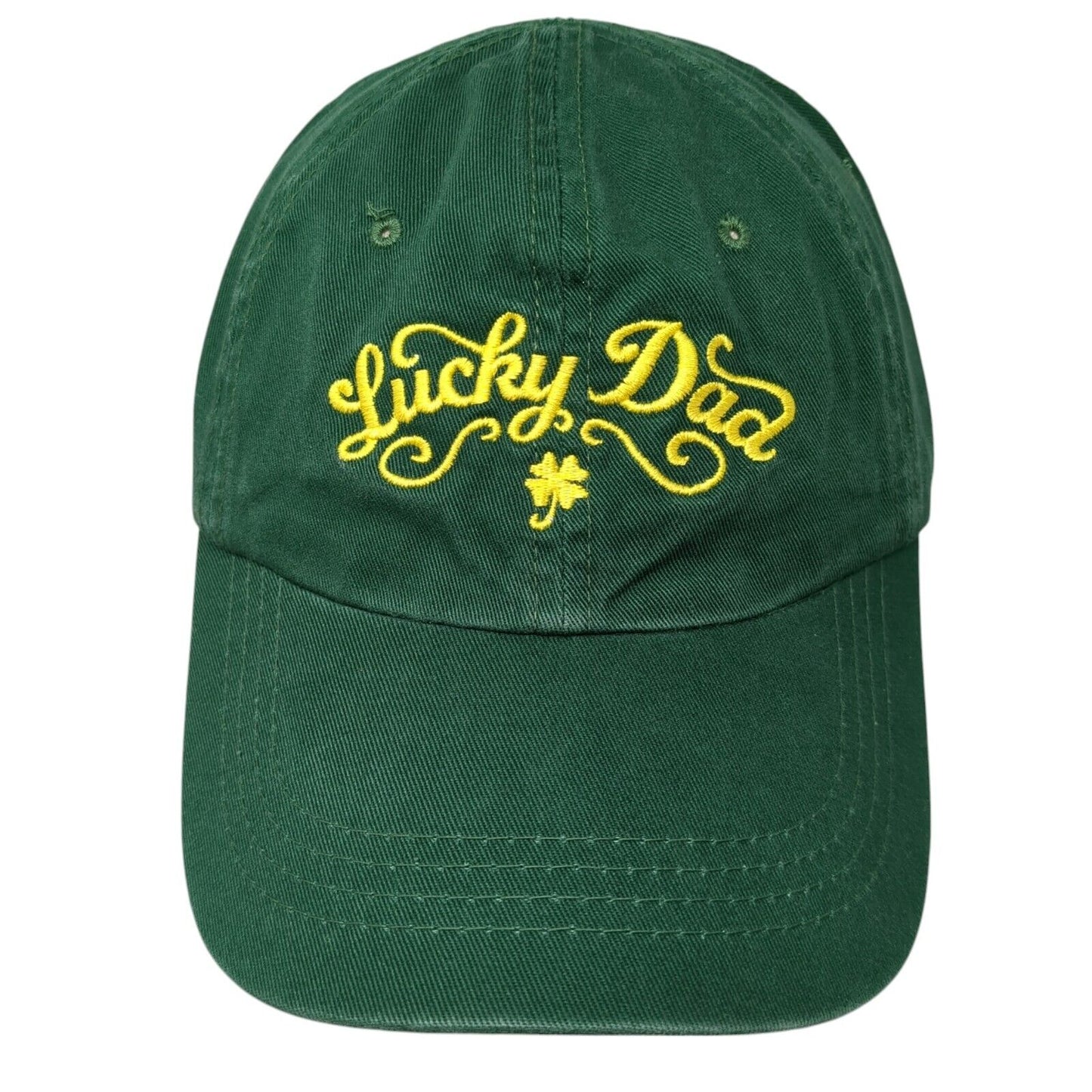 Lucky Dad Strapback Hat Green One Size Adjustable Embroidered 6 Panel