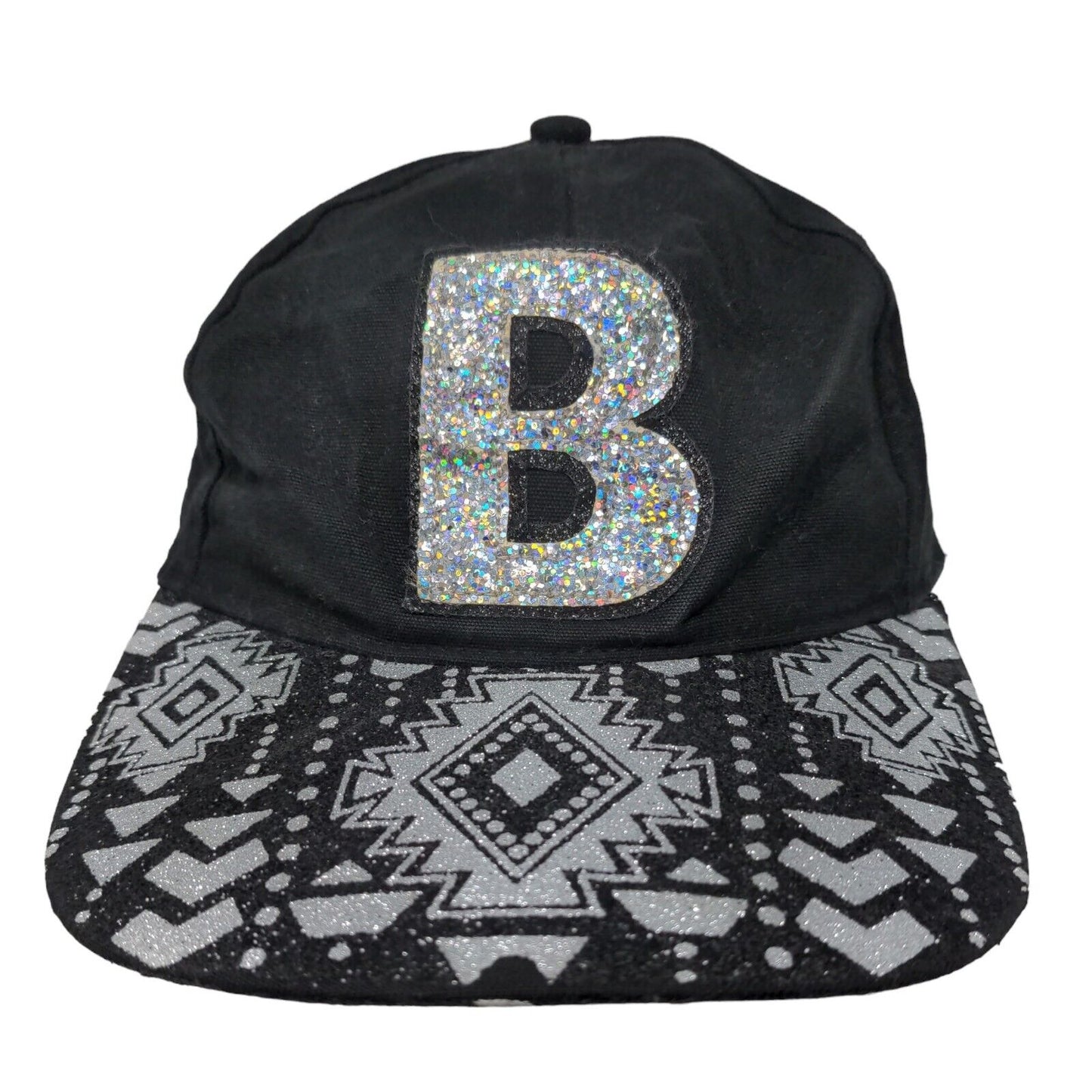 Justice Girl's Strapback Hat Black Size OS Glittery Big B Logo