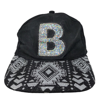 Justice Girl's Strapback Hat Black Size OS Glittery Big B Logo