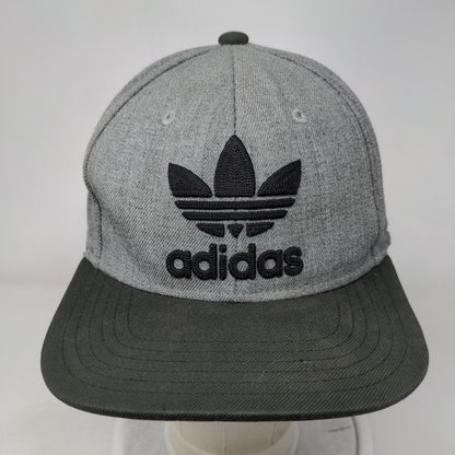 Adidas Trefoil Snapback Hat Gray OSFM Embroidered Colorblock 6 Panel