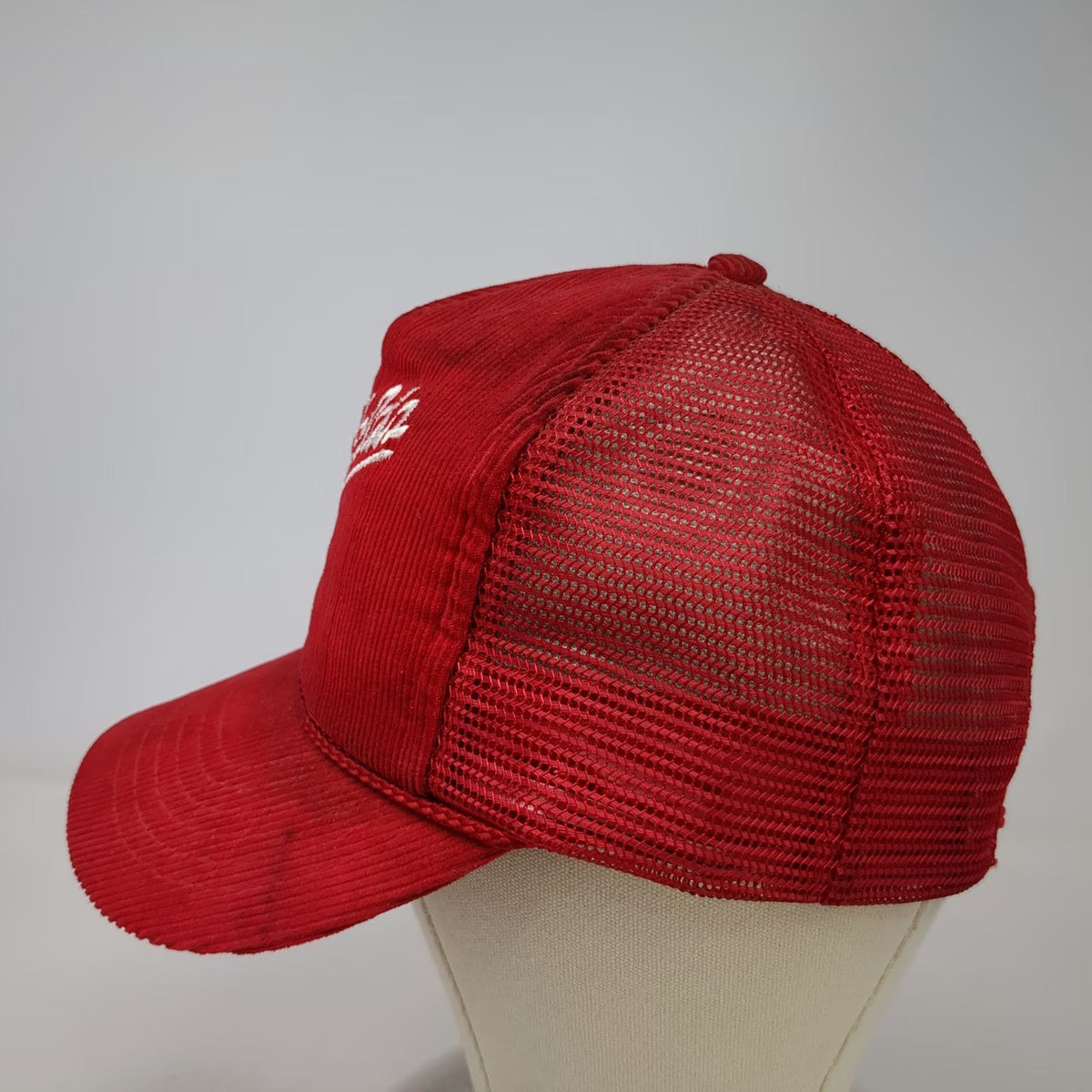 TML LTD Mrs Fields 5 Panel Red Hat One Size Corduroy Mesh Snapback Embroidered