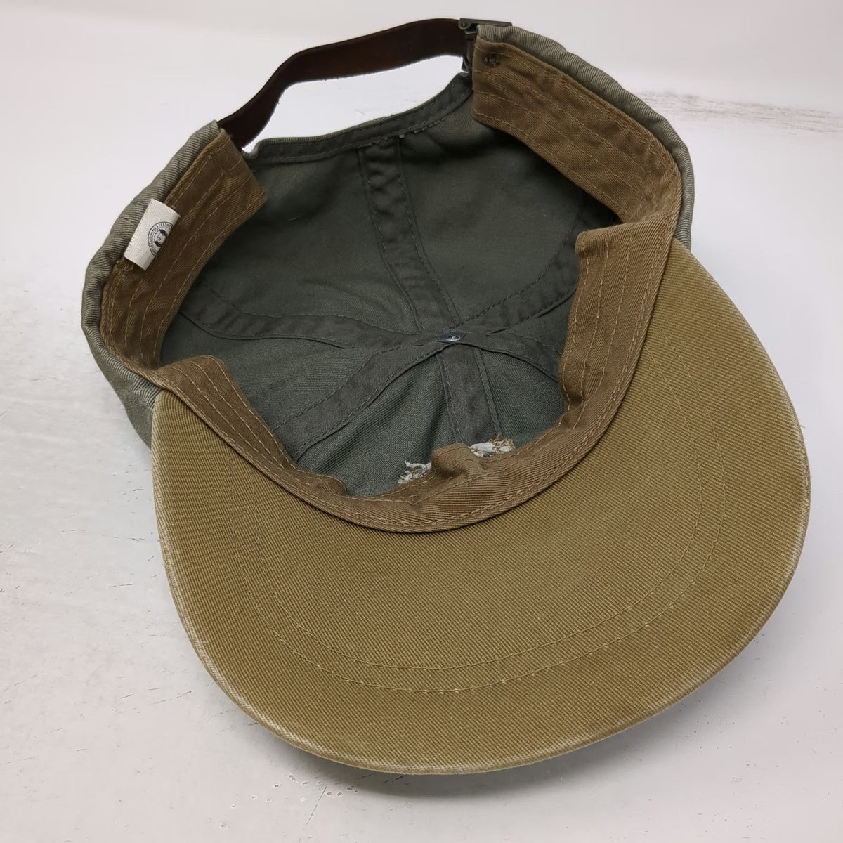 G.H. Bass & Co. Baseball Cap Green Nautical Flags Leather Slideback Hat Vintage