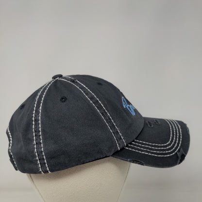 Be Kind Strapback Hat Blue One Size Embroidered 6 Panel Distressed