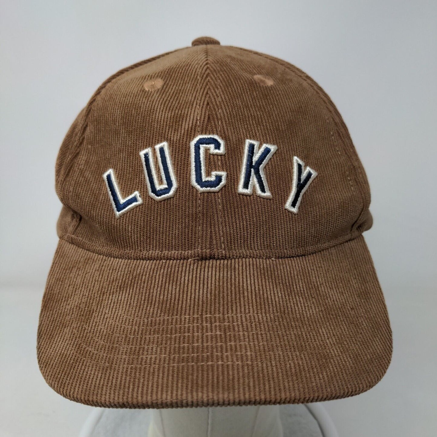 Lucky Snapback Hat Brown OS Adjustable Embroidered Vented Holes Lucky Brand