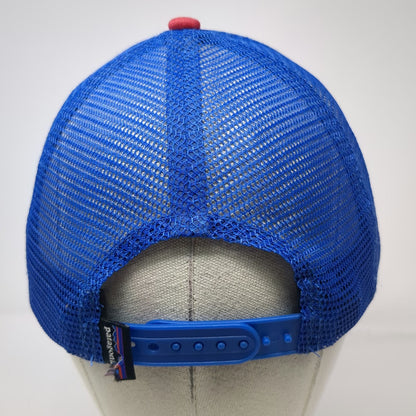 Patagonia Trucker Hat White Blue Red One Size Mesh Back Mountain Logo Snapback