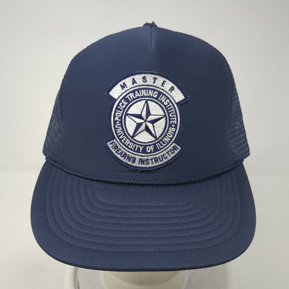 Police Training Institute Snapback Rope Trucker Hat Blue One Size Mesh Back