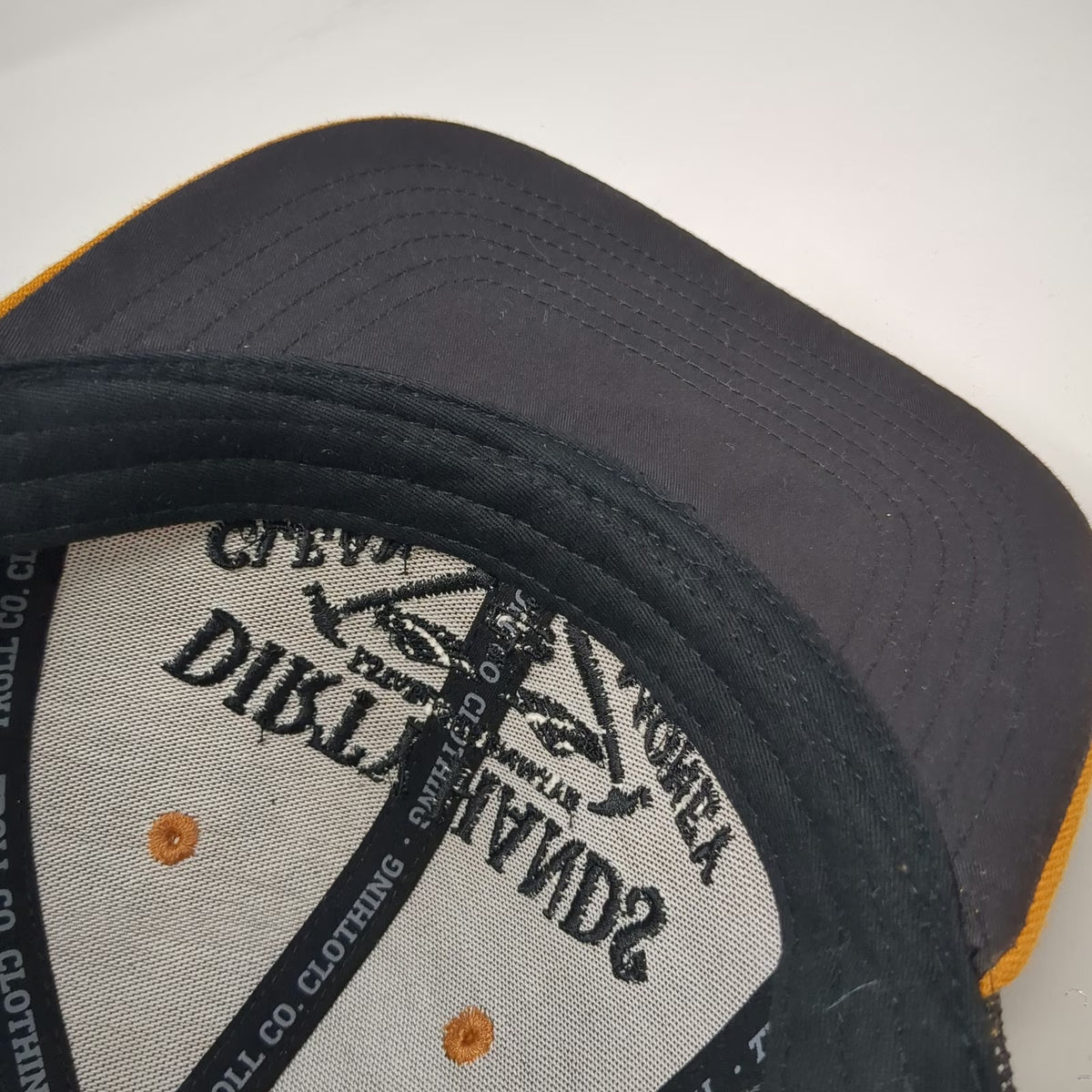 Troll Co Trucker Hat Brown One Size Dirty Hands Clean Money Mesh Back Flat Brim