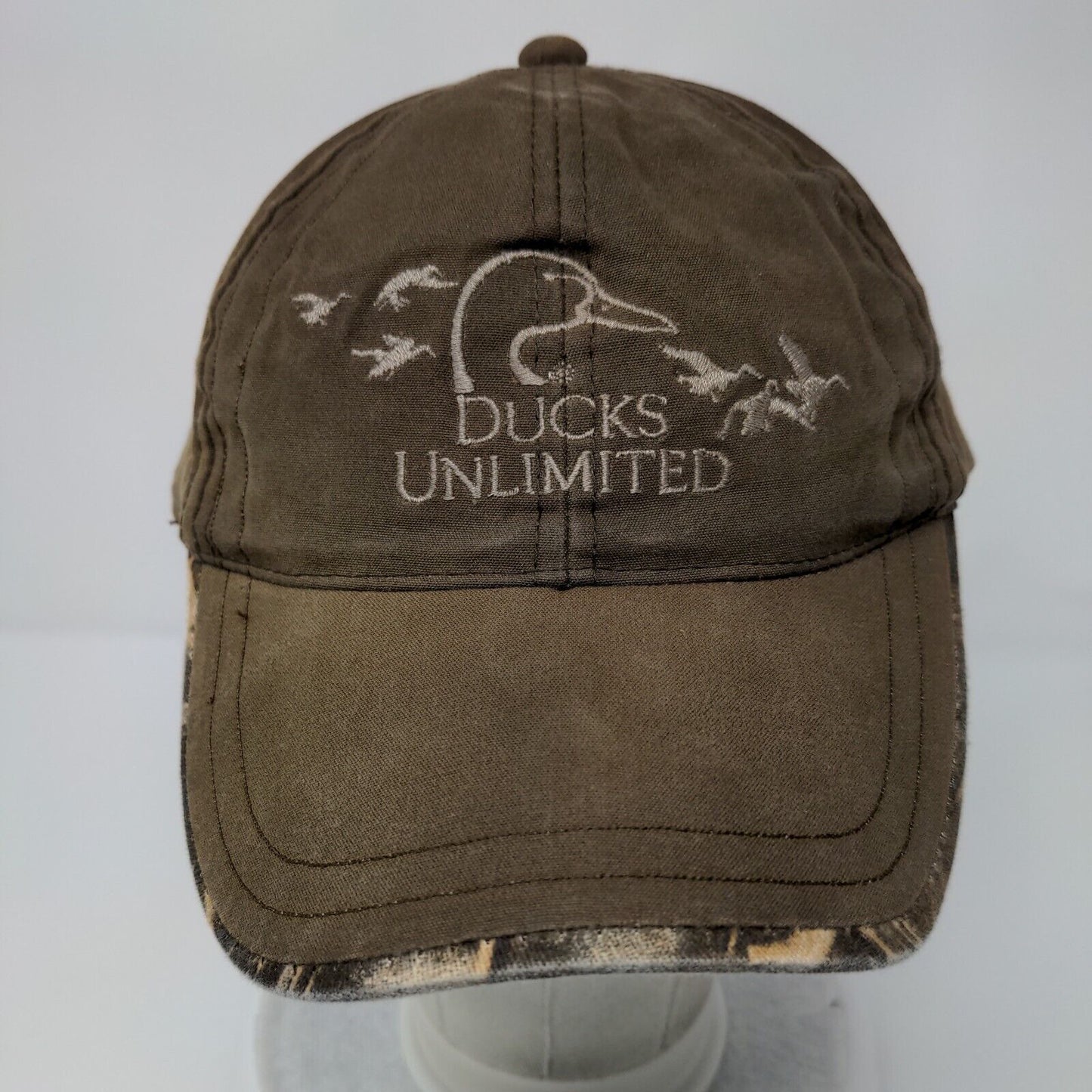 Ducks Unlimited DU Leader Slideback Hat Brown OSFM Camo Trim Outdoor Cap