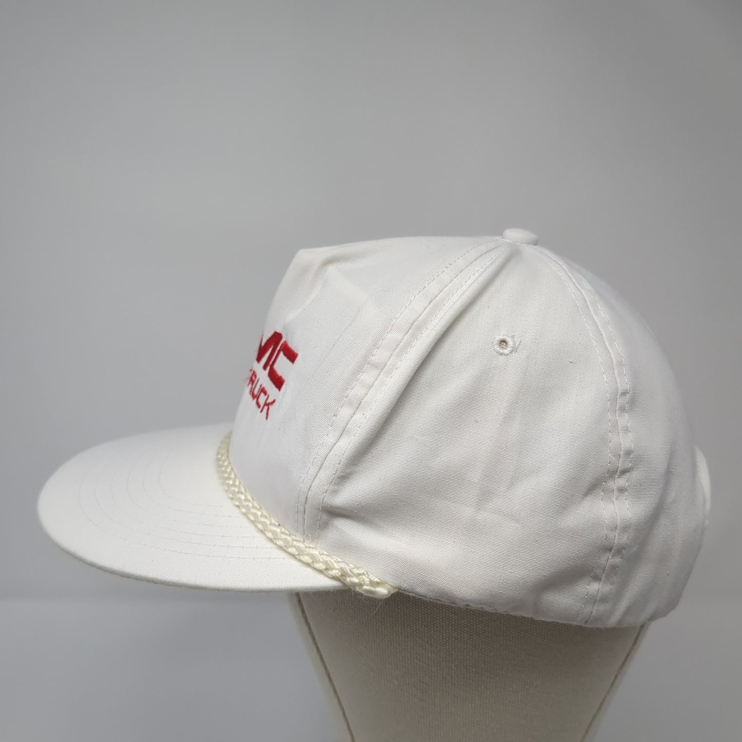 GMC Truck Snapback Cap White One Size Adjustable Embroidered Rope 6 Panel DA