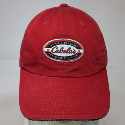 Cabela's Baseball Cap Red White Black One Size Slideback Embroidered Patch Hat