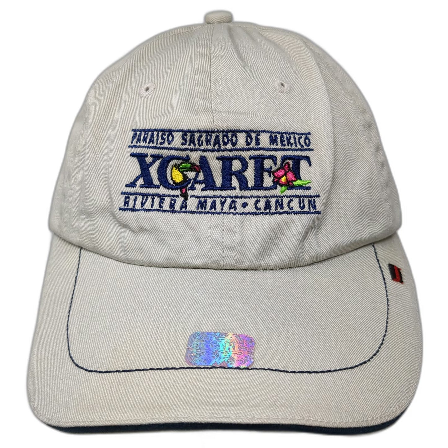 Xcaret Baseball Cap Beige OSFM Riviera Maya Cancun Mexico Toucan Slideback Hat