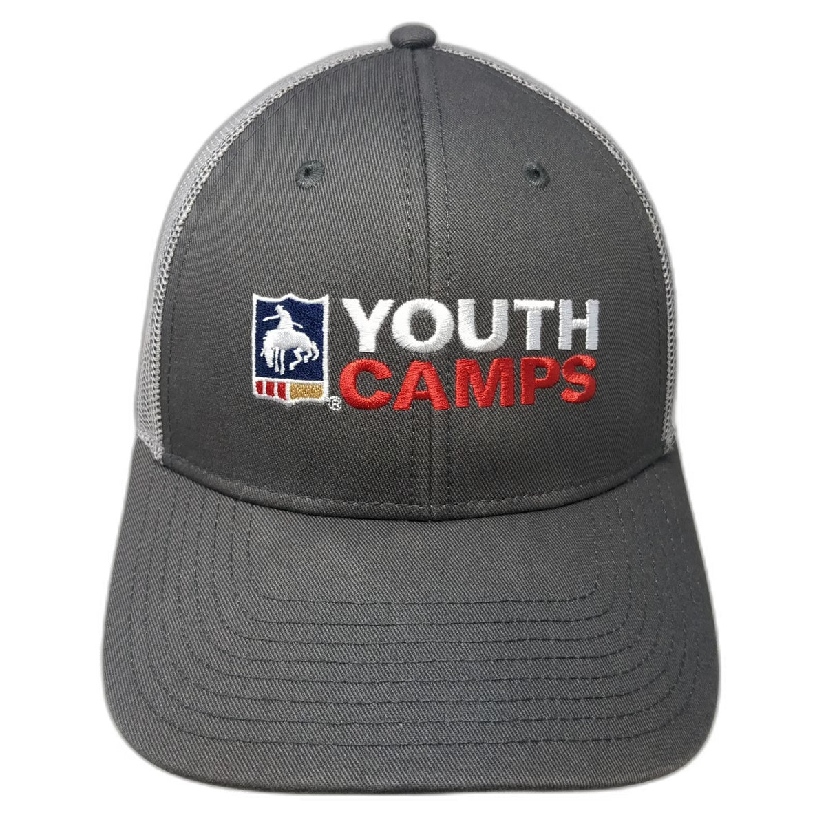 The Game Trucker Hat Gray One Size PRCA Youth Camps Rodeo Starts Here Snapback