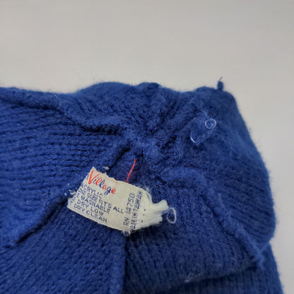English Village Men's Knit Beanie Hat Cap Blue OSFA Stripe 100% Acrylic
