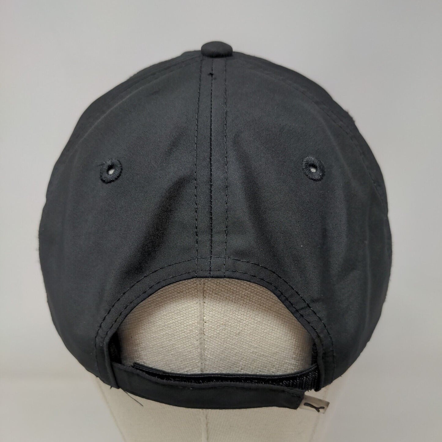 Puma Strapback Hat Black One Size Adjustable Solid 6 Panel Vent Holes
