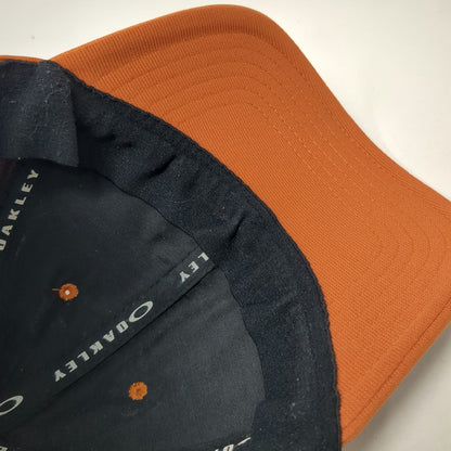 Oakley Baseball Cap Orange M Stretch Fit Curved Brim Hat Raised Metallic Logo