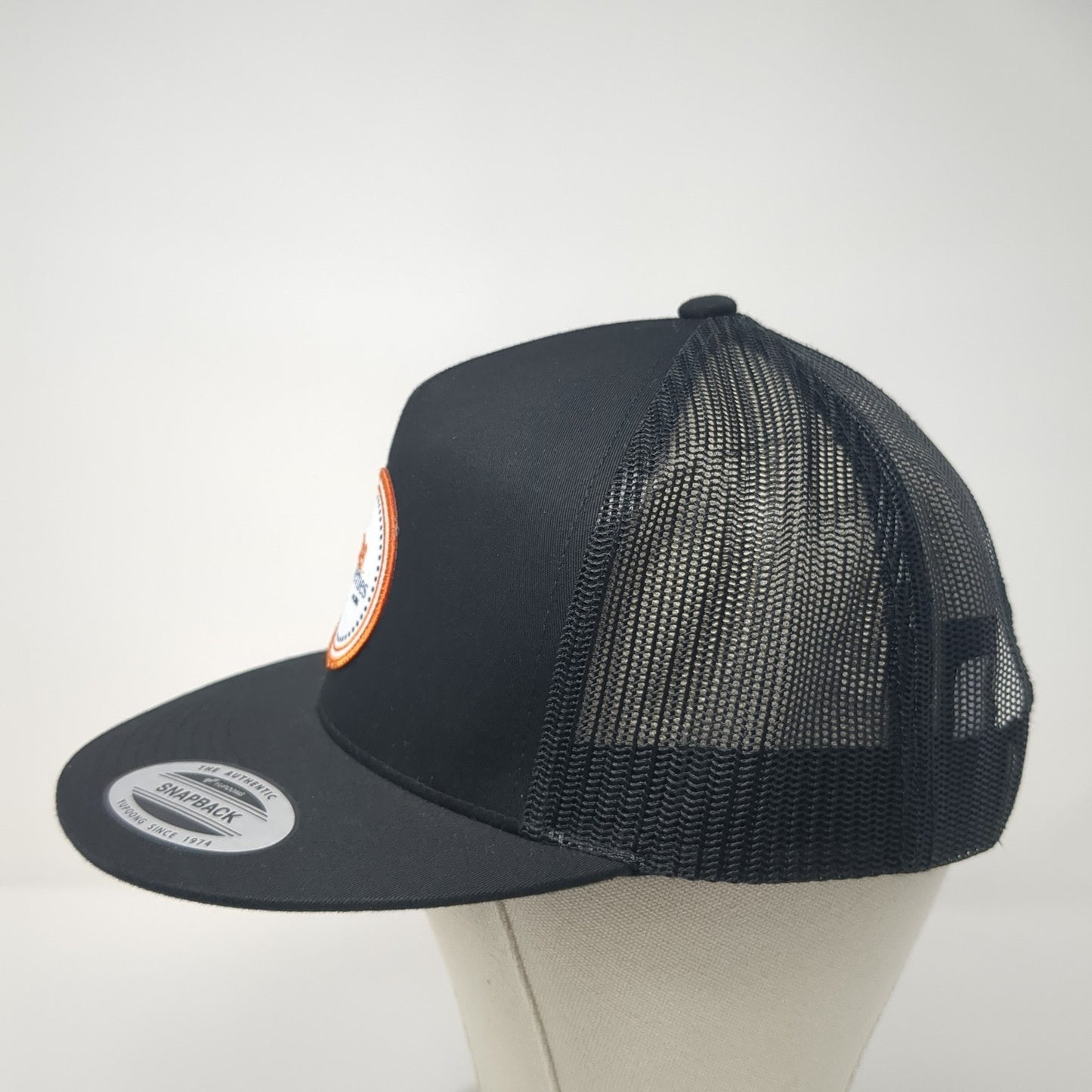 208 Properties Snapback Trucker Hat Black OS Adjustable Mesh Back Sport-Tek