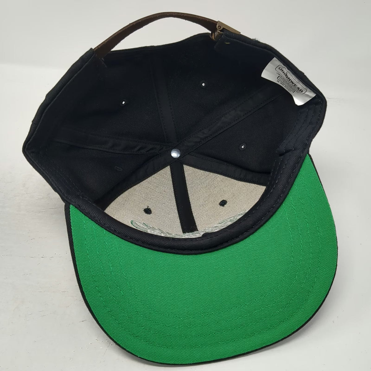 Unionwear Baseball Cap Black One Size Leather Strap Made in USA AFSCME Local 189