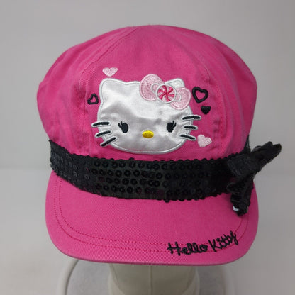 Hello Kitty by Sanrio Fitted Hat Pink One Size Embroidered Bow Sequin