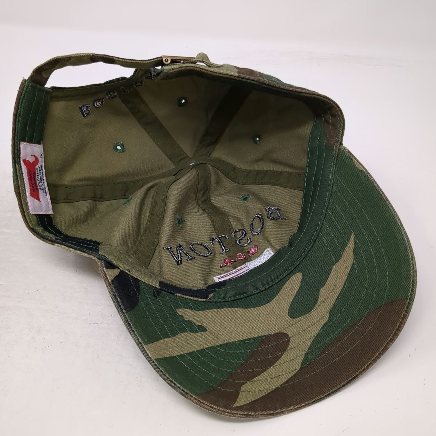 Bay State Apparel Boston Baseball Cap Green Camo American Flag One Size Hat
