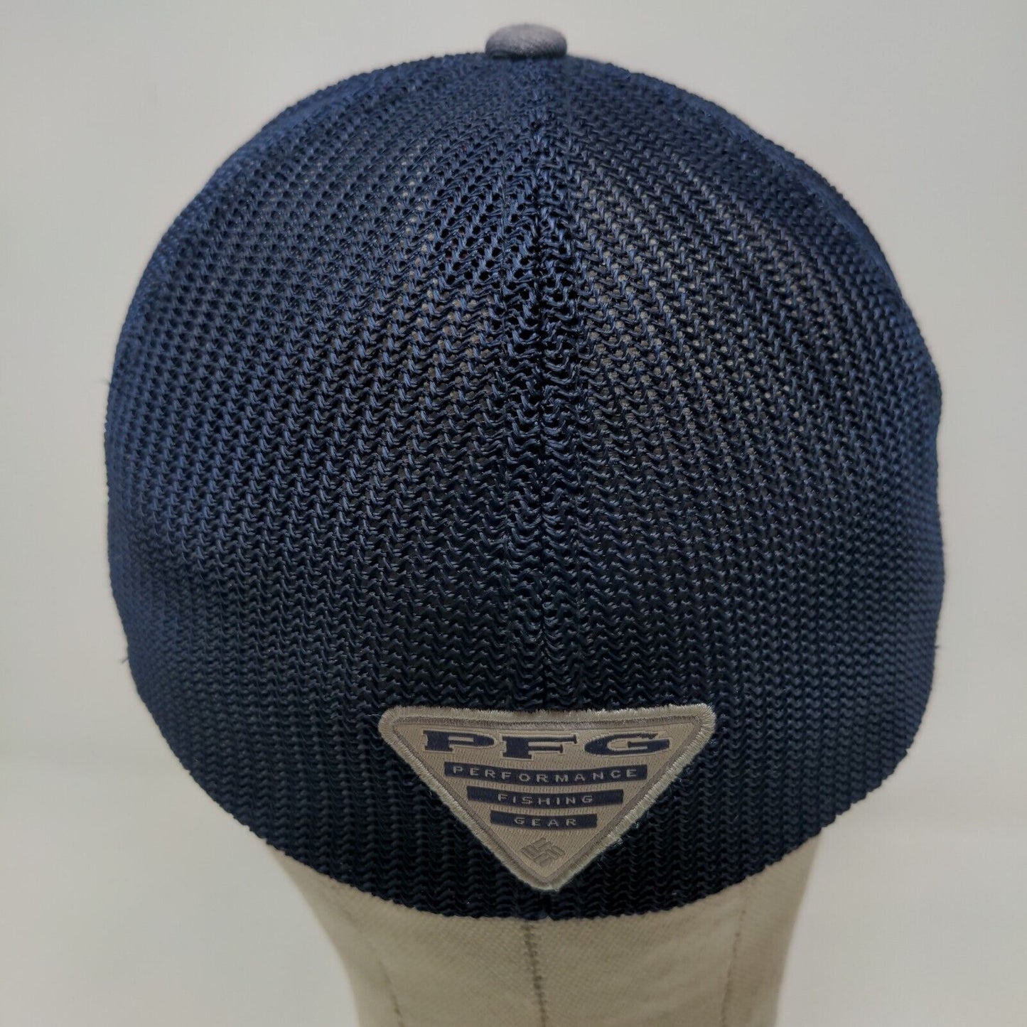 Columbia PFG Men's Fitted Hat Blue Size S/M Embroidered Fish Flag Patriotic