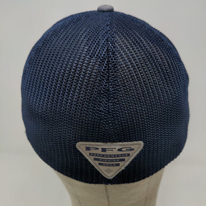 Columbia PFG Men's Fitted Hat Blue Size S/M Embroidered Fish Flag Patriotic