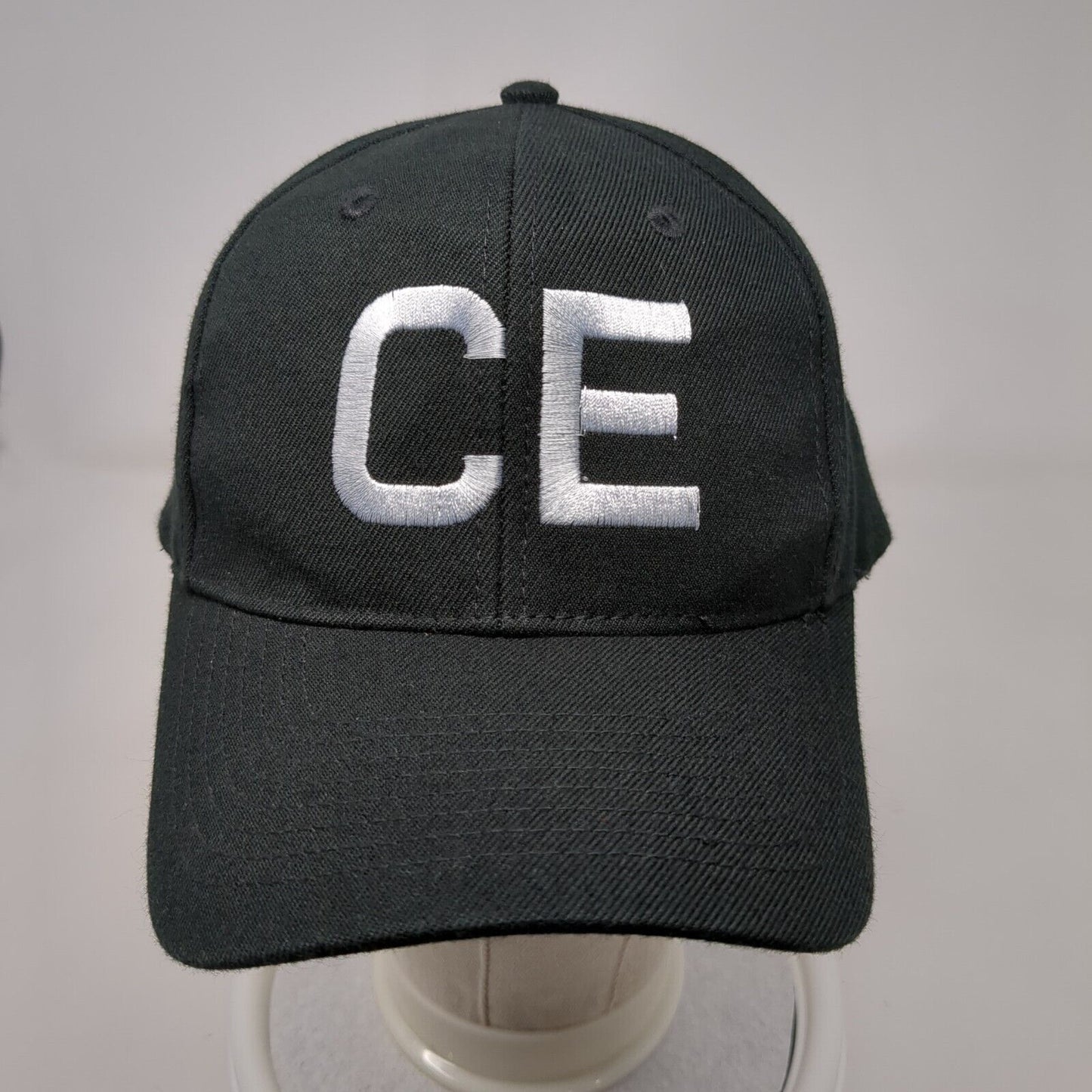 CE Snapback Hat Black OSFM Adjustable Embroidered Solid 6 Panel Otto