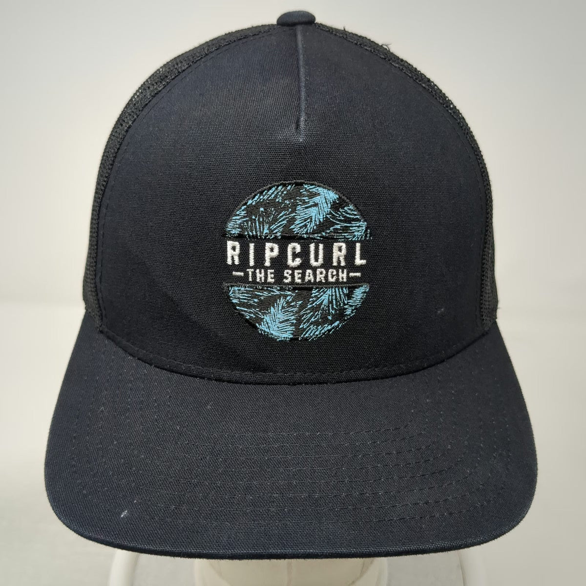 Rip Curl Trucker Hat Black One Size The Search Palm Leaf Patch Mesh Snapback
