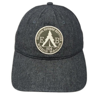Eddie Bauer Baseball Cap Gray One Size Slideback Denim Patch Outdoor Tree Hat