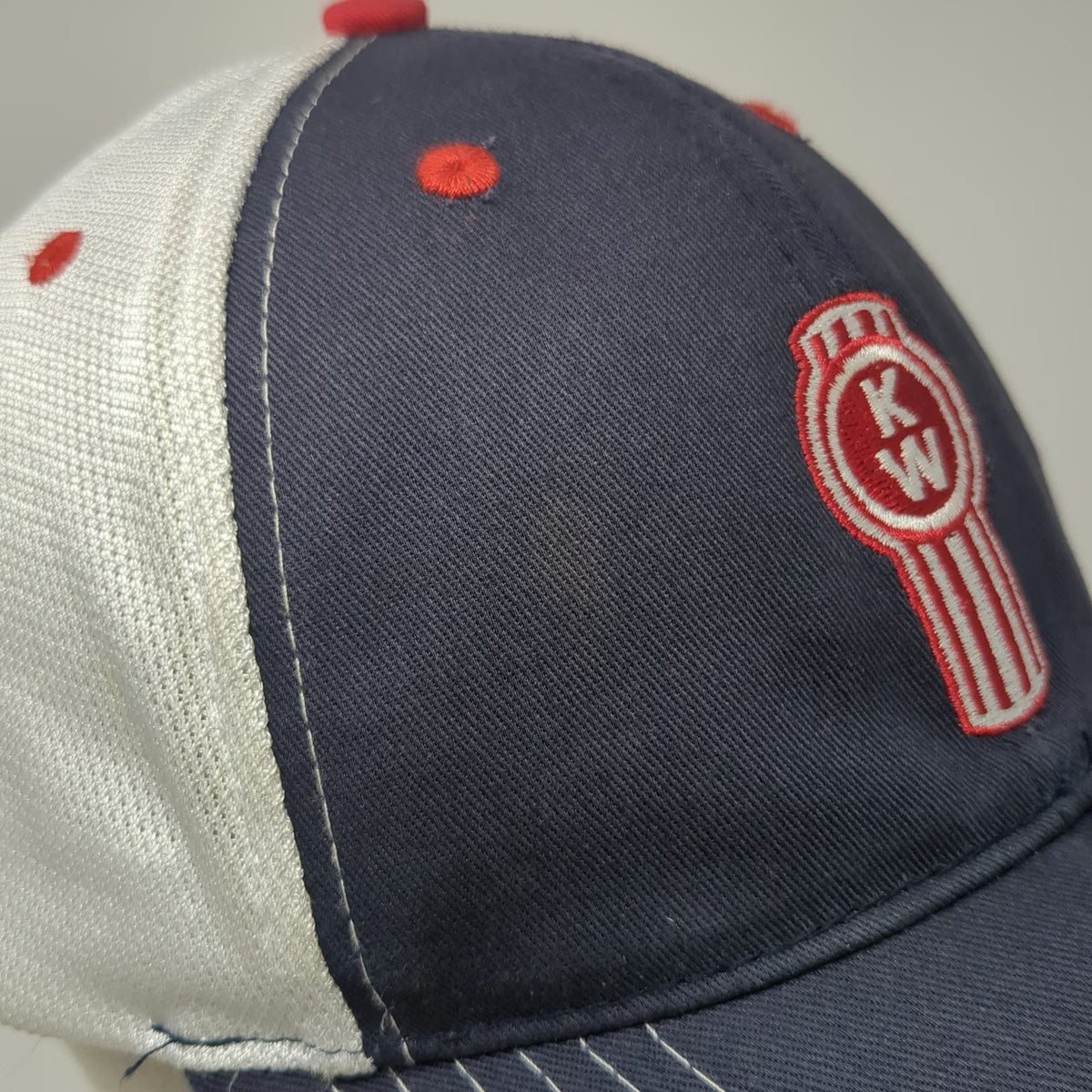 Kenworth Baseball Cap Blue White Red OSFM Mesh Strapback Embroidered Logo Hat
