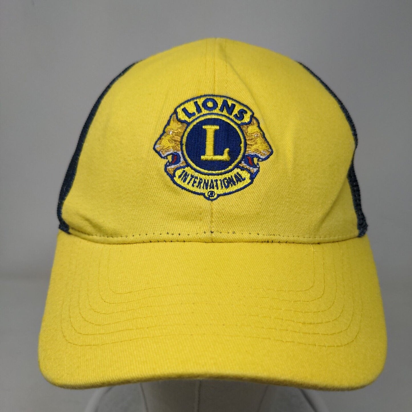 Lions Club International Strapback Hat Yellow One Size Colorblock Mesh Trim